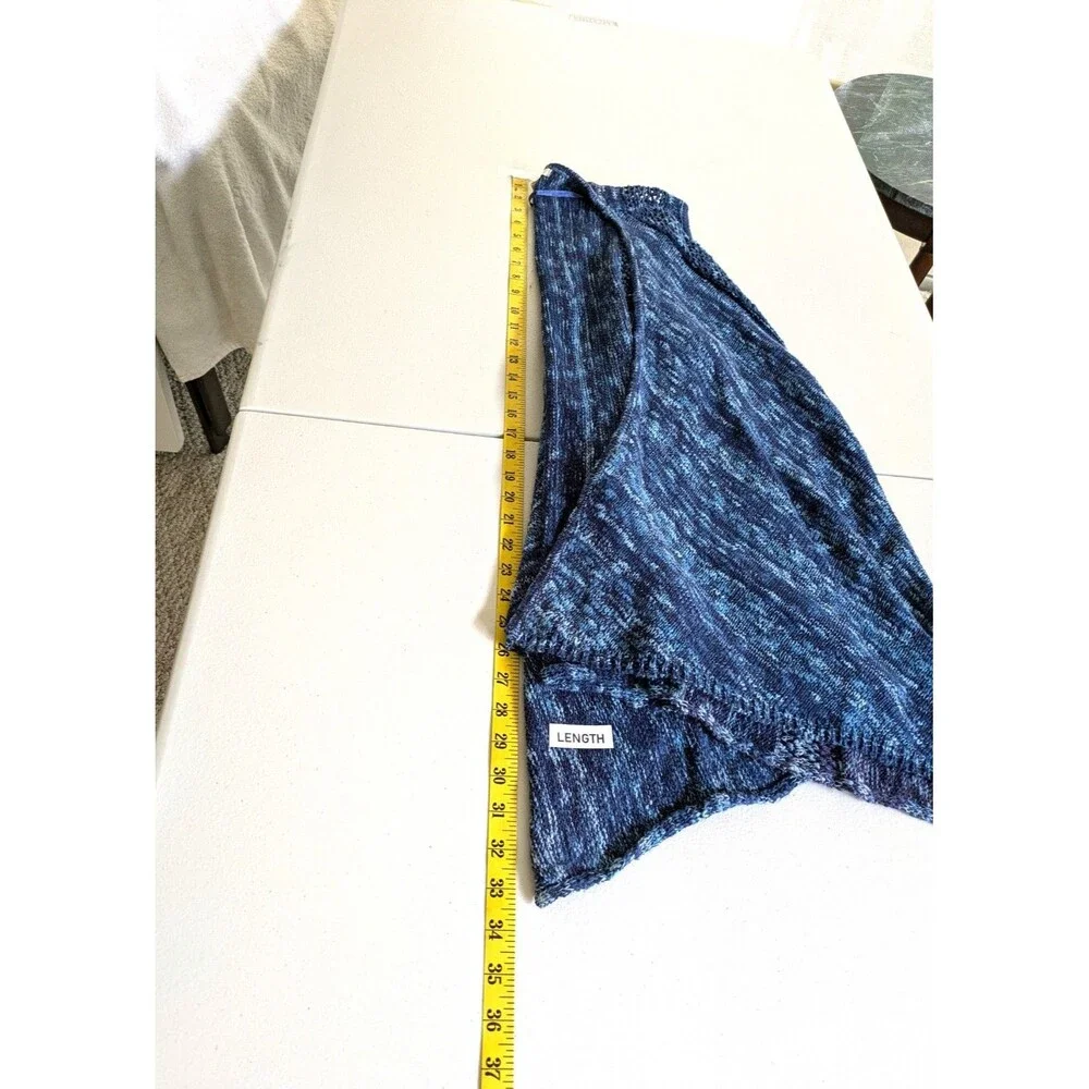 Cato C EST. 1946 Blue Marled Knit Sweater Vest Longline Open Front Cardigan L - Picture 12 of 13